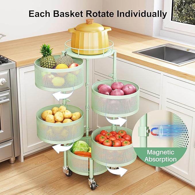 SAYZH 5 Tier Fruit Vegetable Basket Stand - Image 3