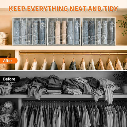 Aokeyee 4 Packs Grey Clothes Organizer 5 Divided Wardrobe Closet Storage | - Image 6