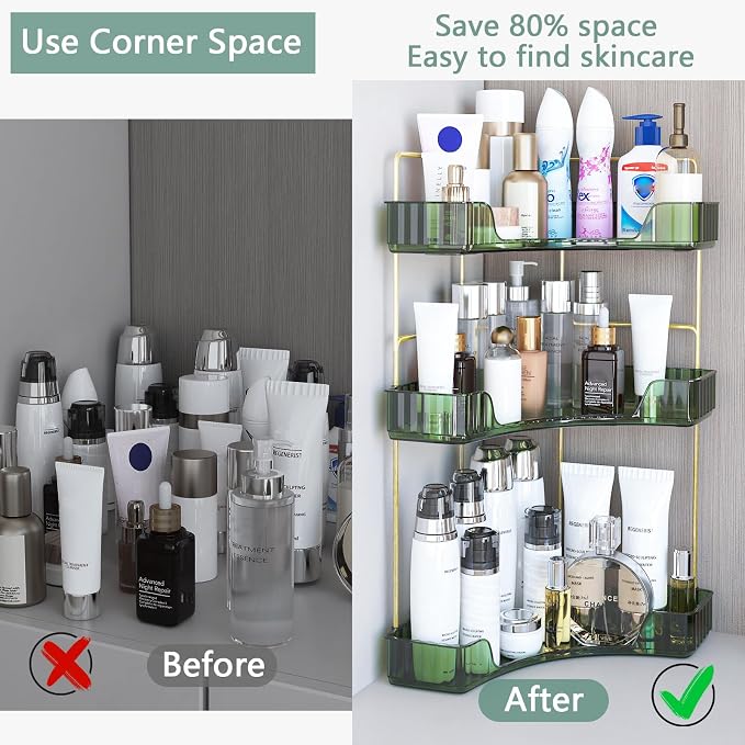 Webetop Corner Bathroom Counter Organizer, Bathroom Makeup Countertop Organizer - Image 4