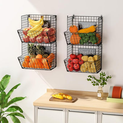 X-cosrack Metal Wire Basket Wall Mount, 4 Tier Extra Large Wall Storage Basket - Image 4