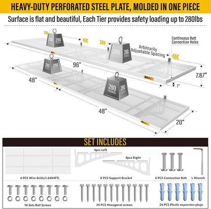 4Pack 1.64x4ft Adjustable Metal Garage Wall Shelving Heavy Duty Garage Storage - Image 4