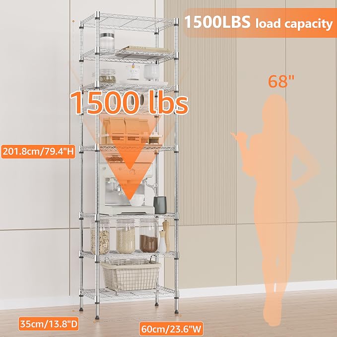 IZEUK 8 Tier Adjustable Metal Storage Shelving Unit, Heavy Duty Standing Rack - Image 3