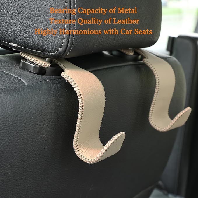 Amooca Car Seat Headrest Hook 4 Pack Metal Core Hanger Universal Car Storage - Image 4