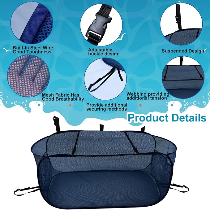 Pop-Up Pool Float Storage Bag, 47x23.6x23.6inch Hanging Mesh Organizer - Image 3