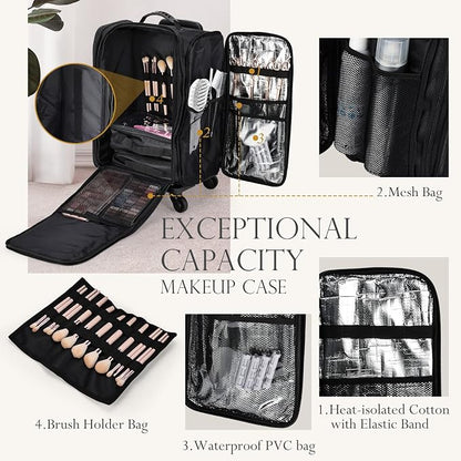 Stagiant Rolling Makeup Case Professional Travel Makeup Organizer Make up - Image 3