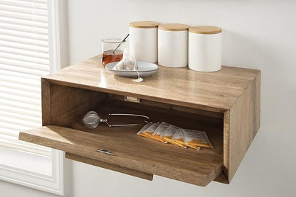 Kate and Laurel McCutcheon Floating Wood Storage Shelf, Natural Wood, - Image 8