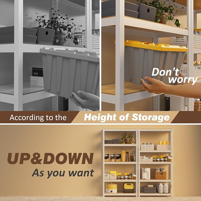 5 Tier Storage Shelves White Metal Garage Shelving 24"W x 16"D x 60"H | Heavy - Image 5