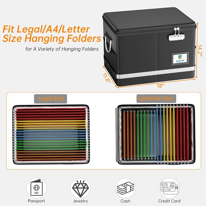 Fireproof Document Box, 5200°F File Organizer Box - Image 4