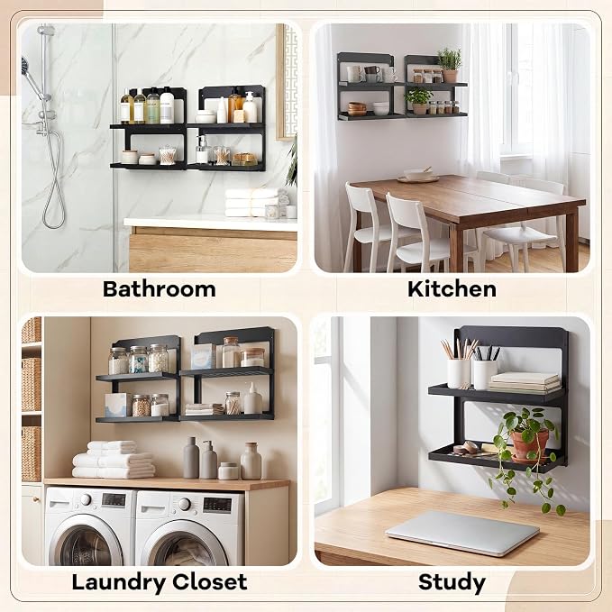 Leinuosen 2 Pack 2-Tier Folding Metal Shelf Wall Mounted Small Fold Down Shelf - Image 7