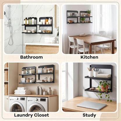 Leinuosen 2 Pack 2-Tier Folding Metal Shelf Wall Mounted Small Fold Down Shelf - Image 7