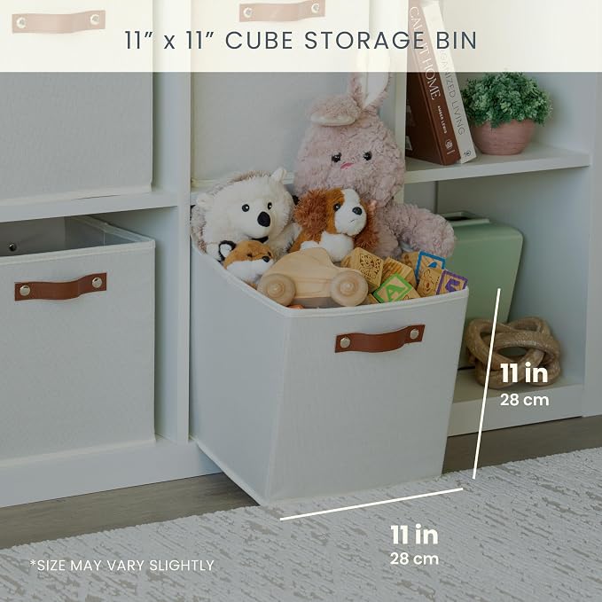 OrganiHaus 11" x 11" x 11" Fabric Cubes Storage Bins Set of 4, Foldable - Image 2
