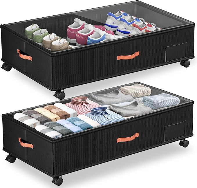 Under Bed Storage with Wheels, XXL Large Under the Bed Storage Organizer Bins by Ashwanth
