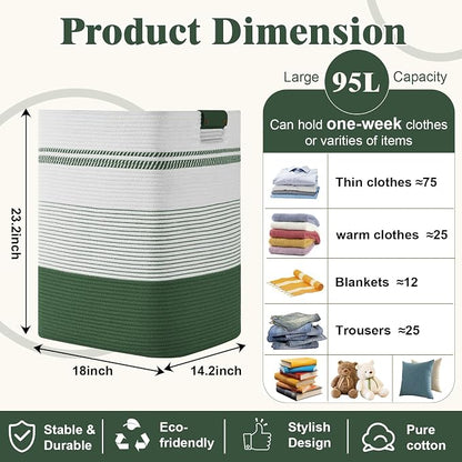 Laundry Hamper, 95L Tall Laundry Basket - Image 3