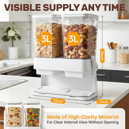 Cereal Dispenser Countertop 2 Pack, 3L Large Cereal Containers Storage Airtight - Image 5