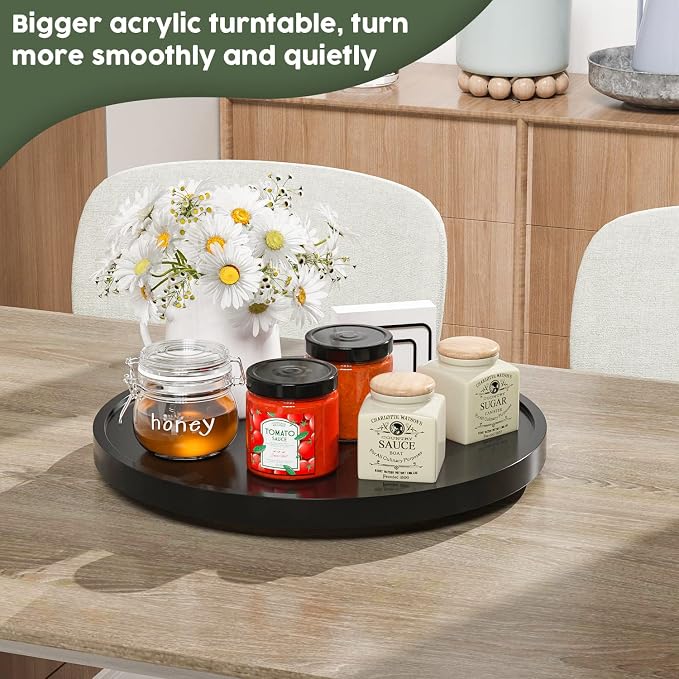 Lazy Susan Organizer, 13.2 Inch Non-Skid Bamboo Lazy Susan - Image 3