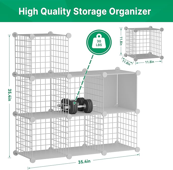 Wire Cube Storage Organizer, 6 Cubes Converted into 7 Cubes, Sturdy Metal Grids - Image 4
