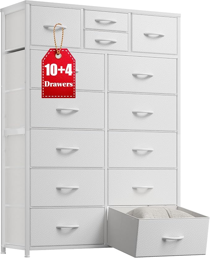 EnHomee 52.2" H White Dresser for Bedroom, Vertical Storage Tower, Anti-Tip | by EnHomee