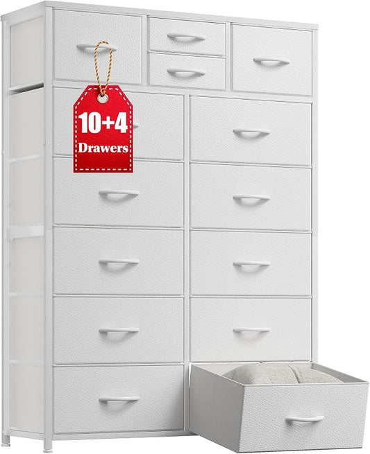 EnHomee 52.2" H White Dresser for Bedroom, Vertical Storage Tower, Anti-Tip | by EnHomee