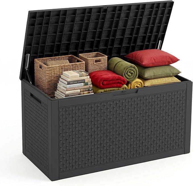 140 Gallon Outdoor Storage Box, Large Resin Deck Box, Waterproof Lockable - Image 8