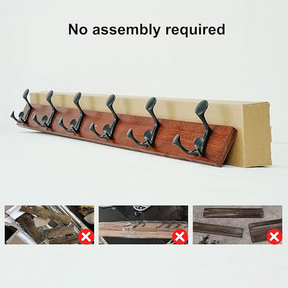 SKOLOO 39-Inch Cherry Wood Coat Rack Wall Mount - Image 5