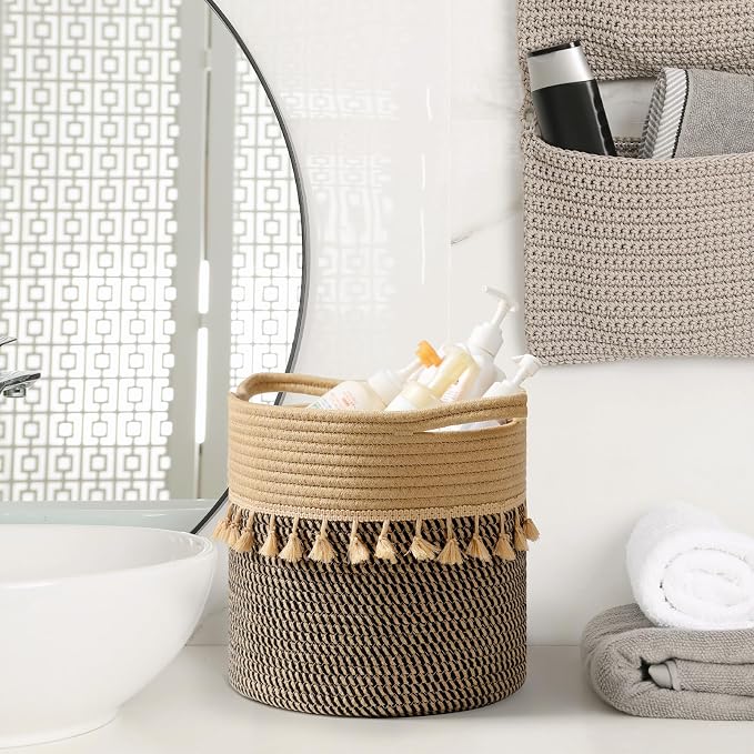 danpinera Pack of 3 Storage Baskets, Cotton Rope Basket - Image 8