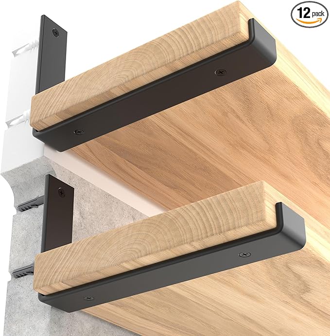 LEOPO 8 inch Shelf Brackets 12-Pack, 1/5 inch Thick Heavy Duty Industrial by FinestHomeDecor