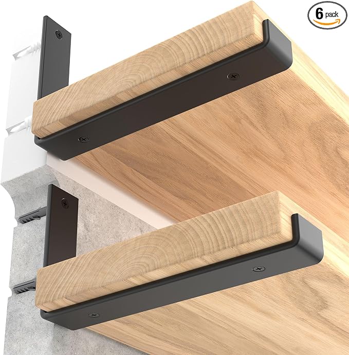 LEOPO 8 inch Shelf Brackets 6-Pack, 1/5 inch Thick Heavy Duty Industrial Bracket by FinestHomeDecor