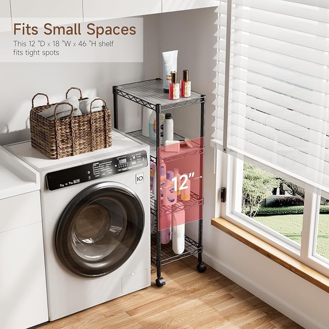 4 Tier Adjustable Storage Shelves Heavy Duty Metal Utility Shelf Wire Shelving - Image 7