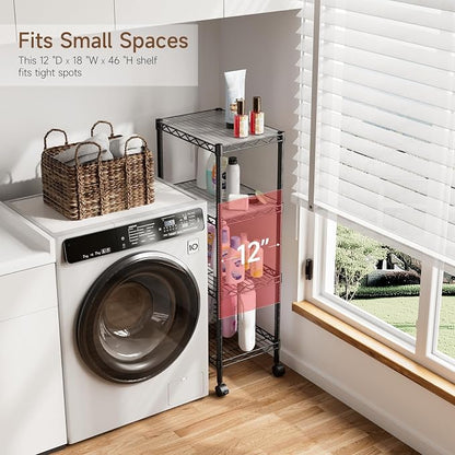 4 Tier Adjustable Storage Shelves Heavy Duty Metal Utility Shelf Wire Shelving - Image 7