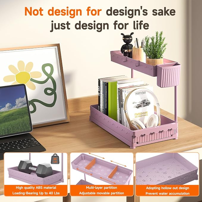 Sevenblue 3 Pack Multi-Purpose Pull-Out Storage Organizers, 2-Tier L-Shaped - Image 5
