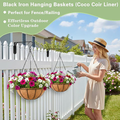 EIMQUVW Outdoor Metal Hanging Planters Basket Hanging Baskets - Image 3