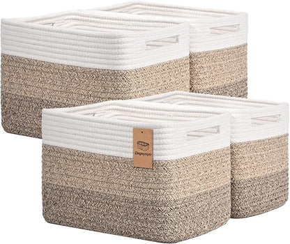 Storage Baskets for Organizing, 4 Pack Storage Baskets for Shelves, Woven by Degeyoyo