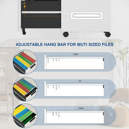 3 Drawer Vertical File Cabinets, Mobile Filling Cabinet - Image 4