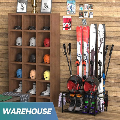 Freestanding Ski Holders for 4Pairs of Skis Ski Boot, Helmet and More, Storage - Image 7