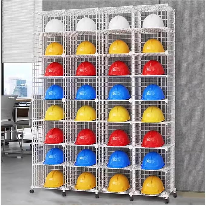 Stackable Safety Helmet Storage Boxes, Large Adjustable Hard Hat Placement by Unknown