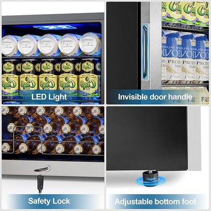 Mini Beverage Refrigerator 3.2 Cu. Ft Small Fridge 126 Can Lockable Drink Cooler - Image 4