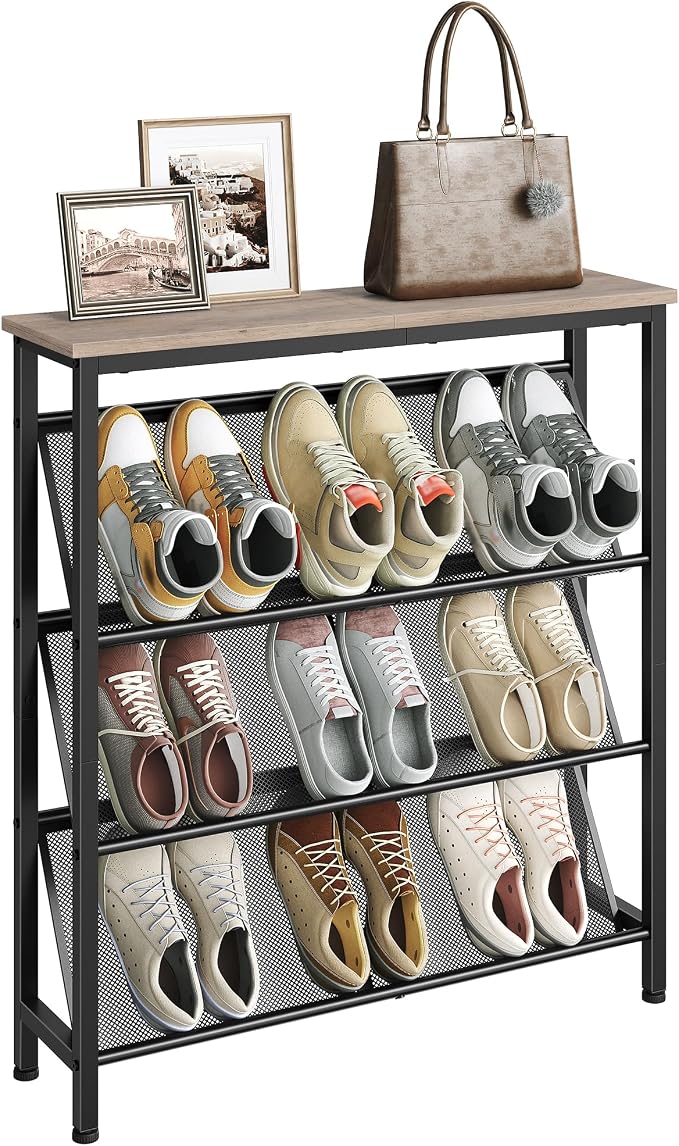 CHOEZON Shoe Rack, 4-Tier Slanted Shoe Storage Shelf, Narrow Shoe Rack by Choezon