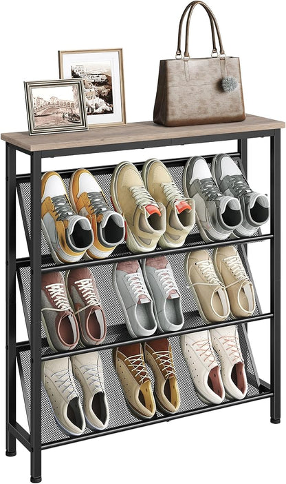 CHOEZON Shoe Rack, 4-Tier Slanted Shoe Storage Shelf, Narrow Shoe Rack by Choezon