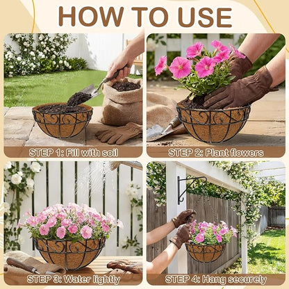 4 Pack 10 inch Metal Hanging Baskets - Image 4