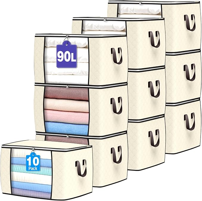 Budding Joy 90 L Large Storage Bags, 10 Pack Clothes Storage Bins Foldable by BuddingJoy-BuildaJoyfulLifeforYou