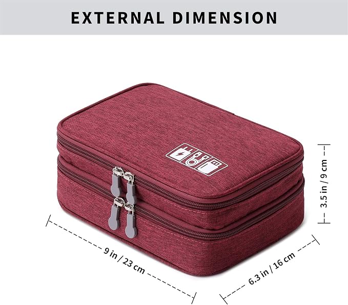Lanola Travel Cable Organizer Bag, Electronic Accessories Case Portable Double - Image 2