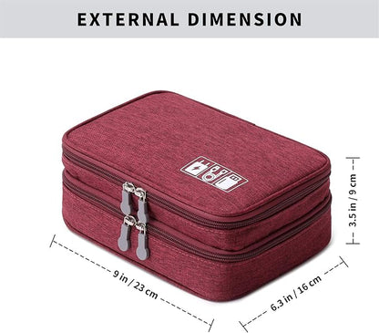 Lanola Travel Cable Organizer Bag, Electronic Accessories Case Portable Double - Image 2
