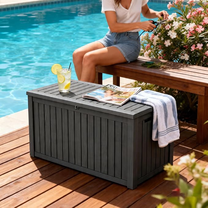 Large Outdoor Storage Box, 200 Gallon Deck Box, Lockable Outside Storage Bin - Image 6
