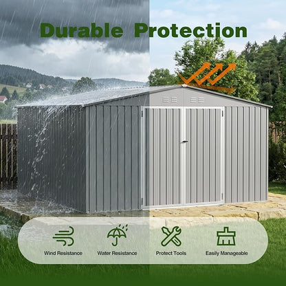 10 x 12 FT Outdoor Storage Shed, Heavy Duty Metal Shed - Image 5
