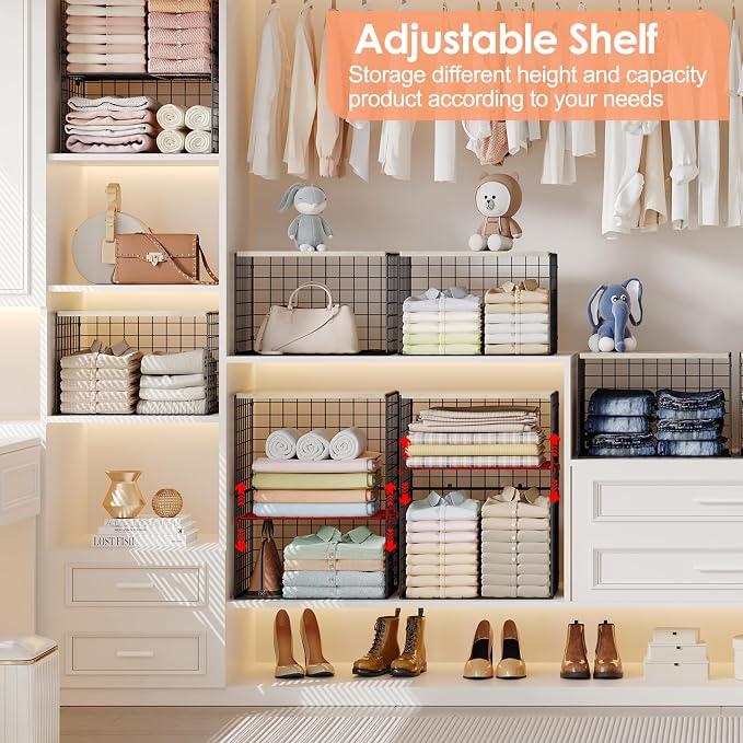 5-Tier Large Stackable Closet Organizer and Storage Basket, Sturdy Closet Shelf - Image 2