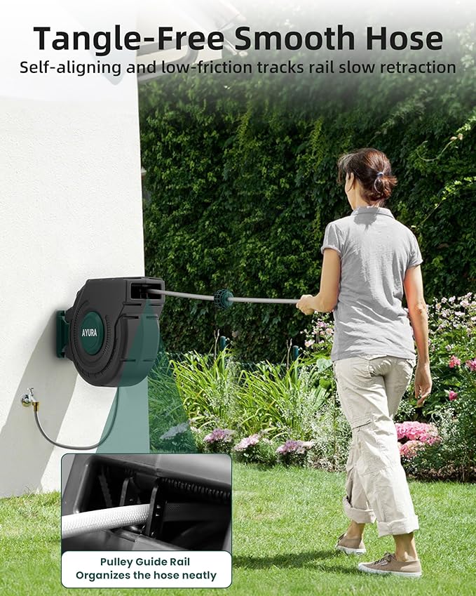 AYURA Retractable Garden Hose Reel 100 ft x 1/2 inch - Image 3