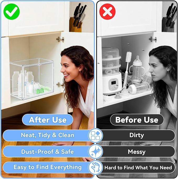 Baby Bottle Storage Organizer for Countertop, Small Clear Bottle Organizer - Image 2