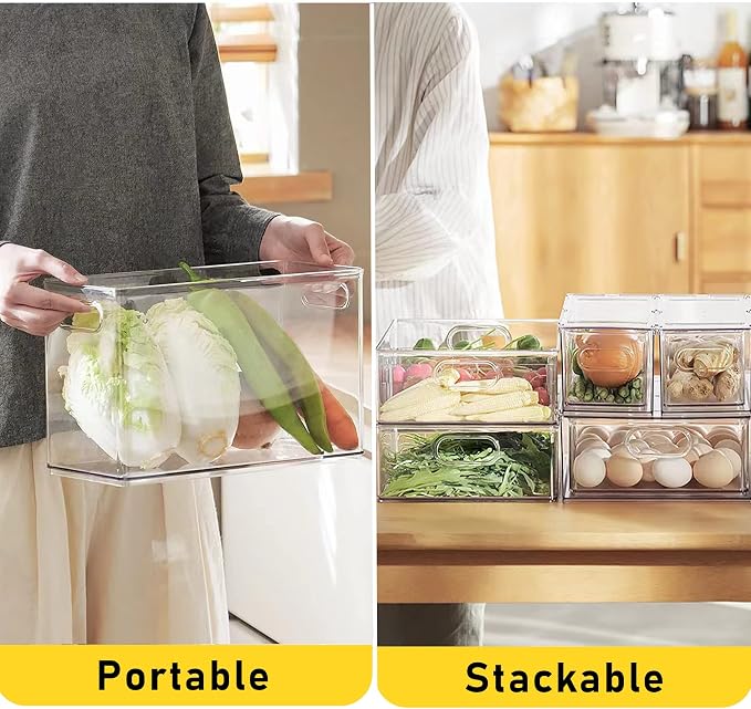 2 Pack Refrigerator Organizer Bins Stackable Fridge Organizer Set - Image 5