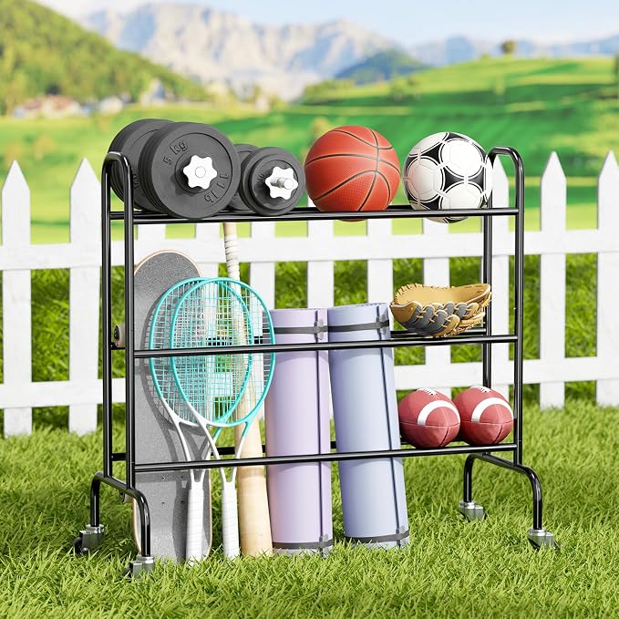 SUFAUY Sports Equipment Organizer, Garage Basketball Rack, Gear & Ball Storage - Image 5