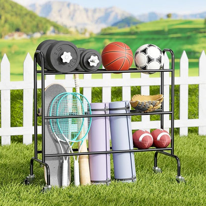 SUFAUY Sports Equipment Organizer, Garage Basketball Rack, Gear & Ball Storage - Image 5